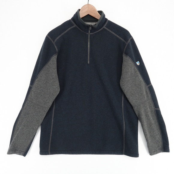 Kuhl Revel 1/4 Zip Pullover Mens Large Blue Gray Hiking Outdoors Casual Top - Picture 1 of 11